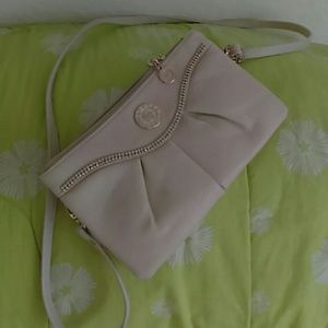 Creme color crystal studded purse